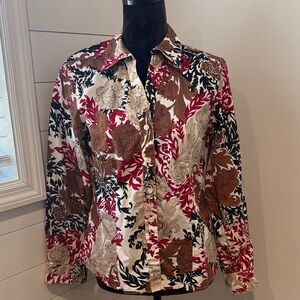 Gold Label Investments Petites Vibrant Floral Long Sleeve Shirt non-iron